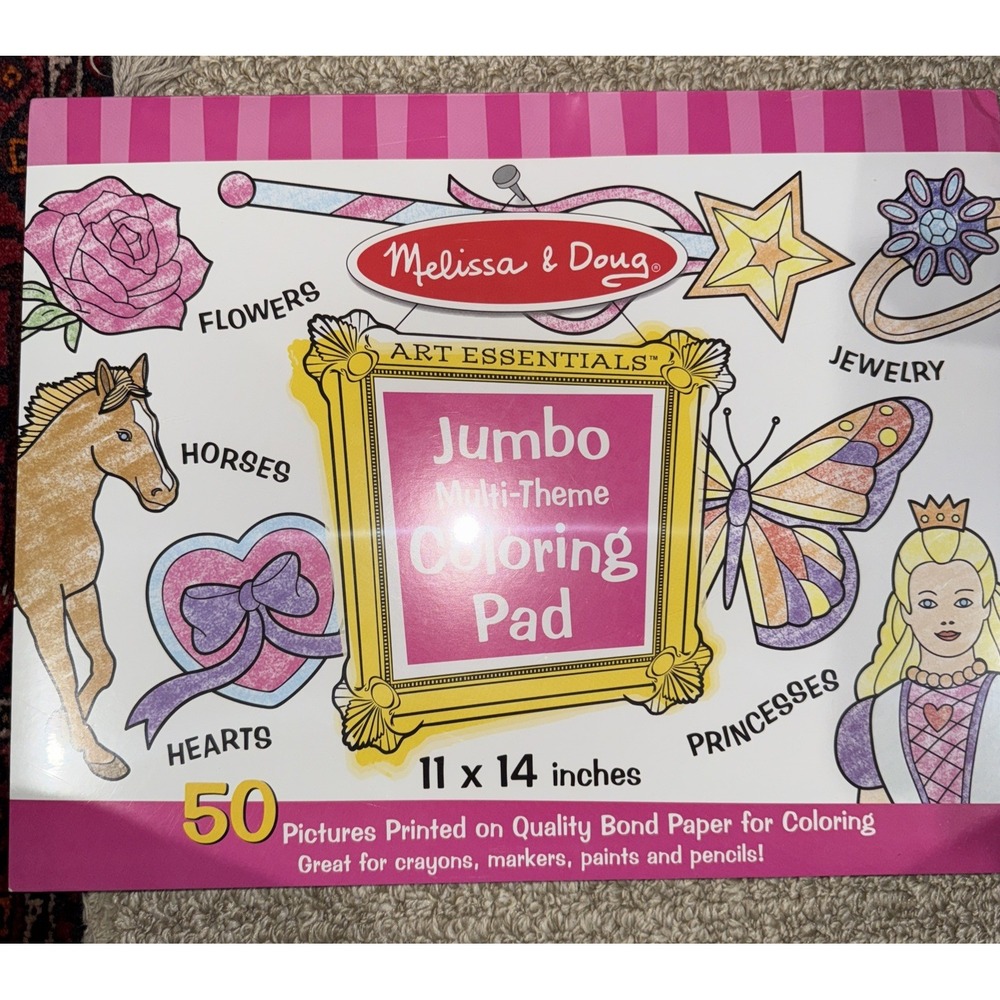 Melissa & Doug Jumbo Multi-Theme Coloring Pad 11"x14"- Girl 50 Pictures‎ Pink
